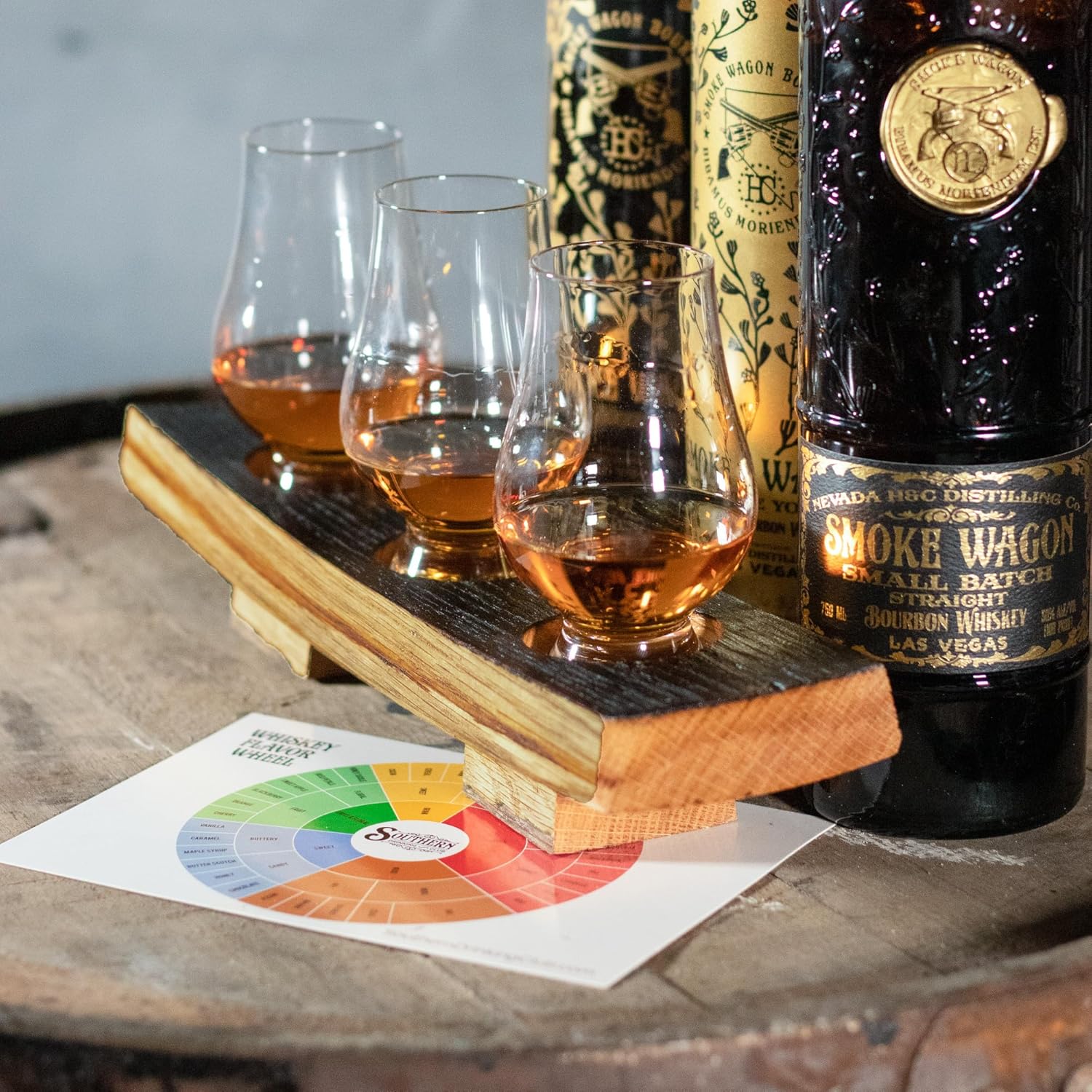 Demonstrates how to conduct a whiskey tasting with different varieties, proper glassware, and a flavor wheel for guidance.
