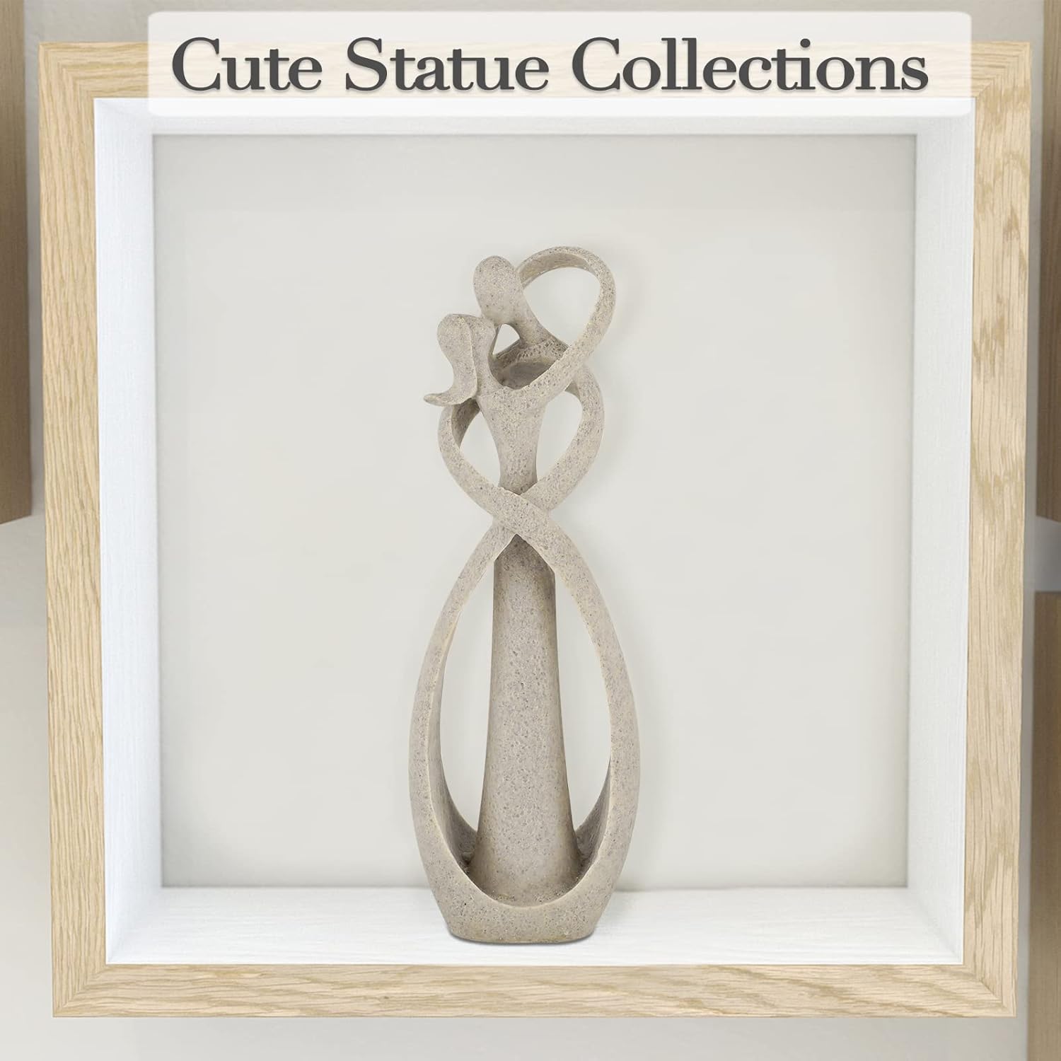 Showcases how the decorative statue can be displayed in a home setting, emphasizing its aesthetic appeal as part of a collection.