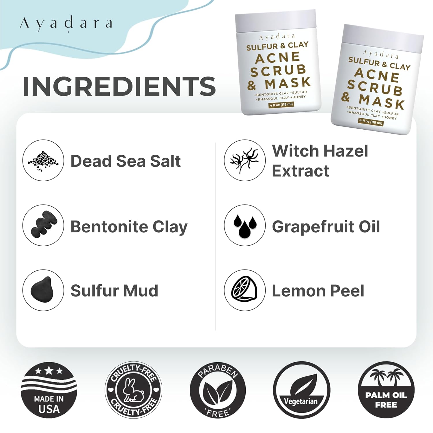 Highlights the key natural ingredients in the product and showcases various certifications to build trust and appeal to health-conscious consumers.
