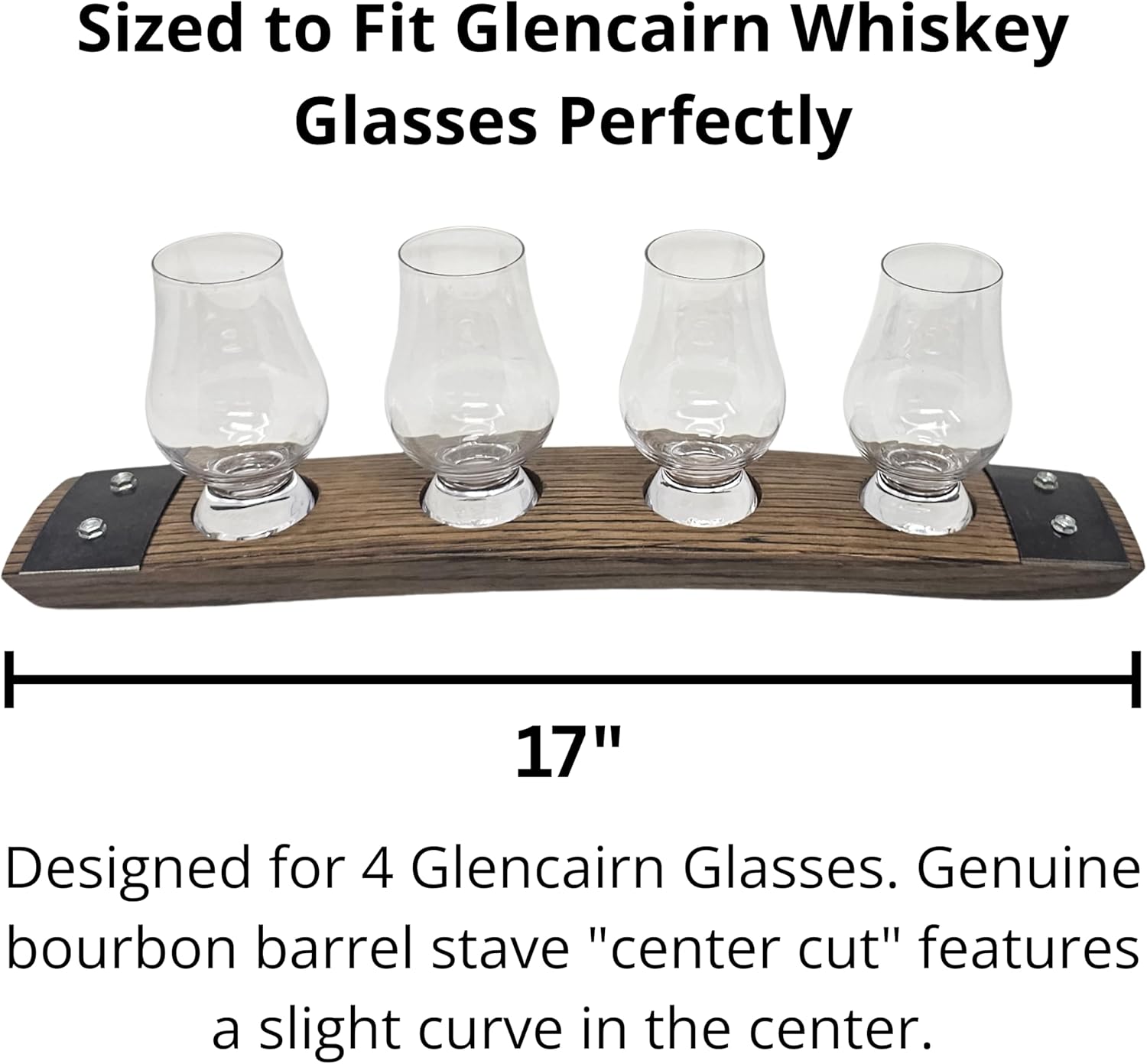 Informs customers of the exact size of the whiskey glass holder, ensuring it fits Glencairn glasses perfectly.