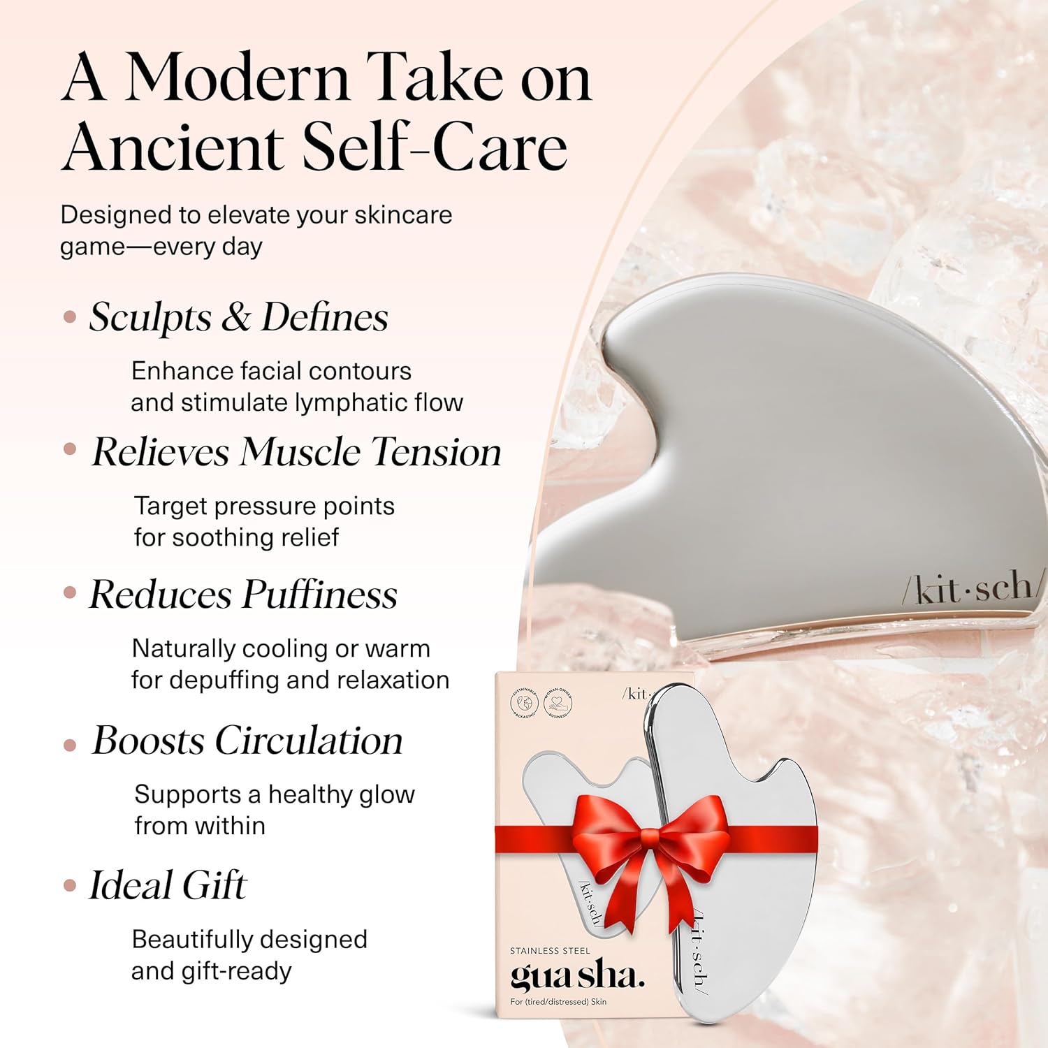 Secondary Images for Kitsch Stainless Steel Gua Sha Facial Tools