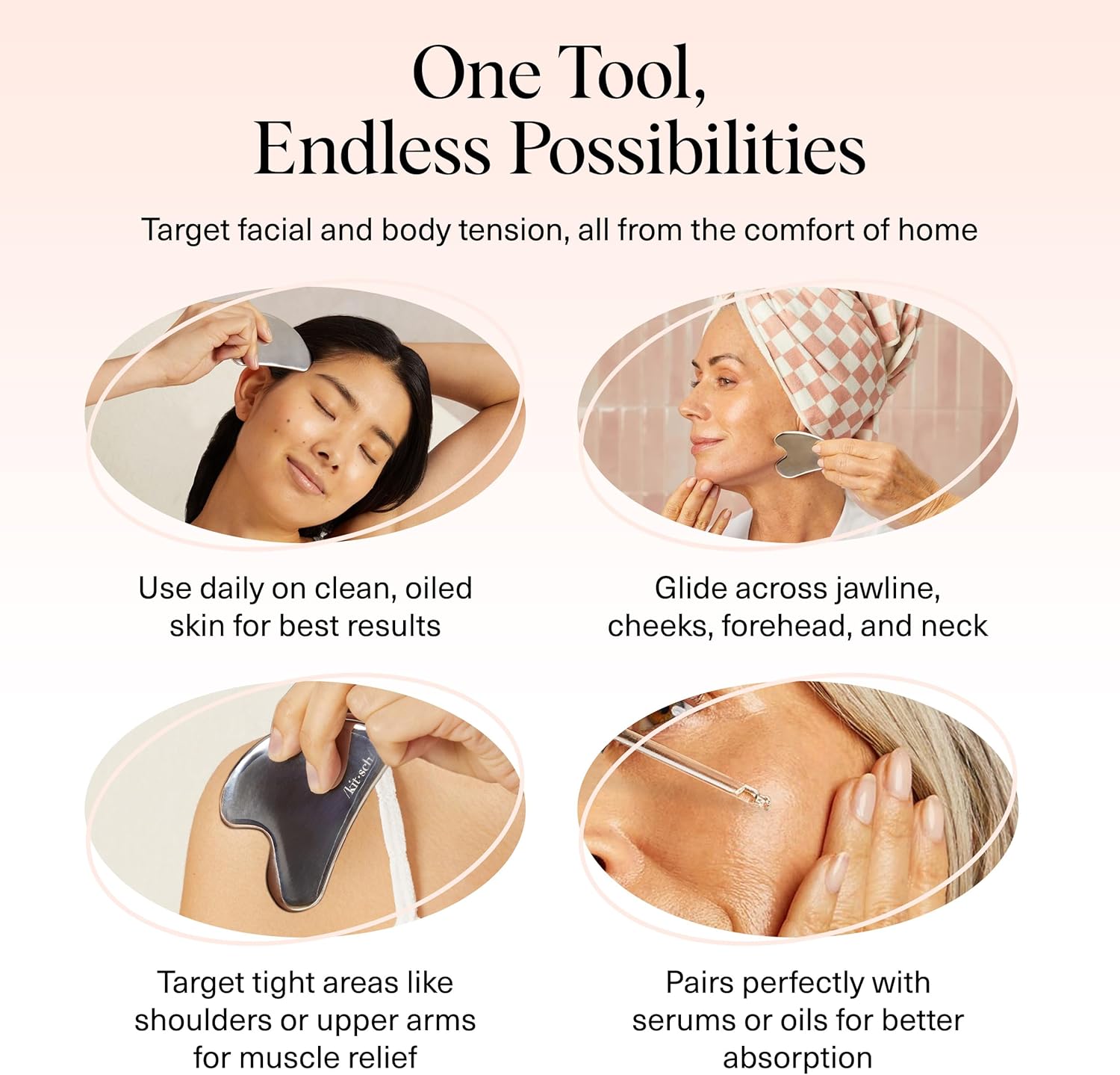 Secondary Images for Kitsch Stainless Steel Gua Sha Facial Tools