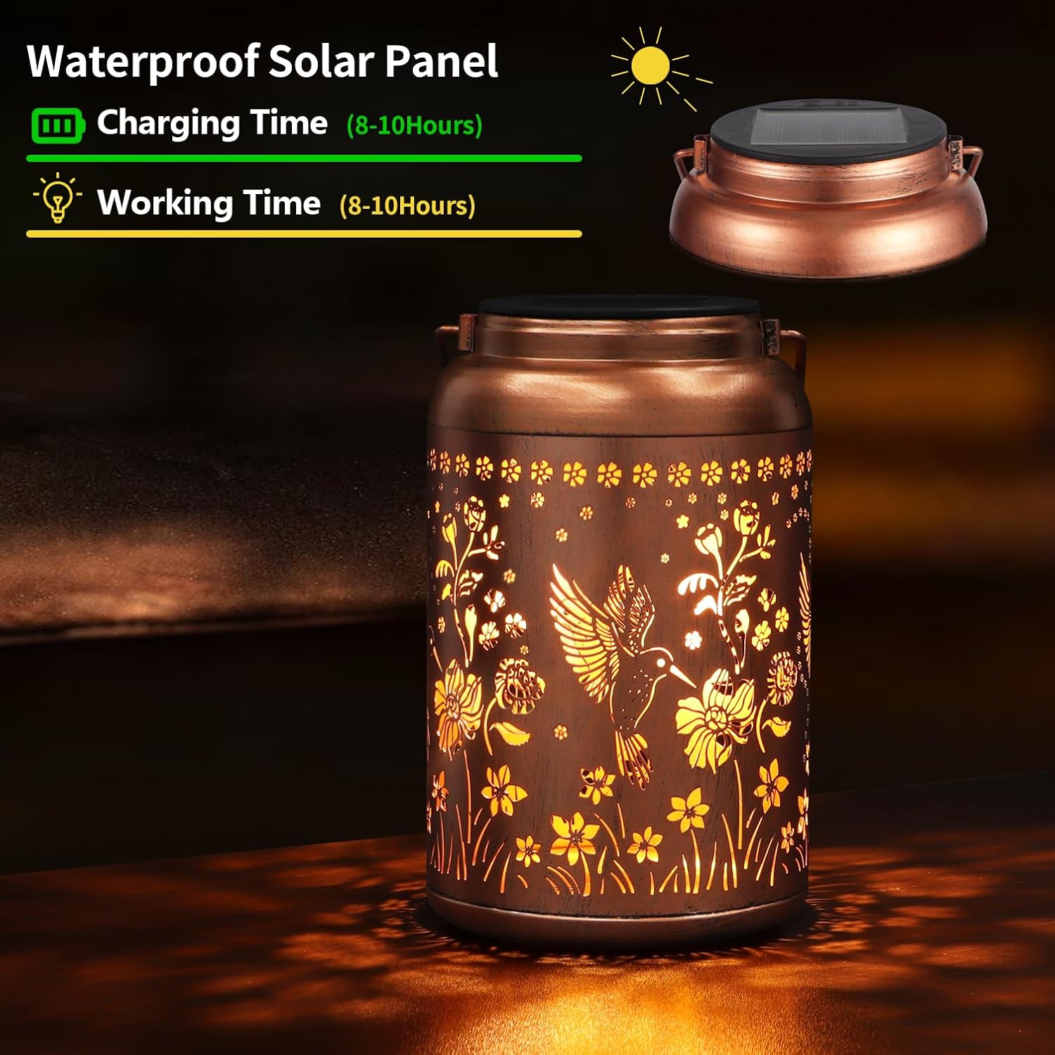 Secondary Images for Solar Lanterns Outdoor Waterproof Hummingbird Garden Decor Gifts for Women Mom Grandma…