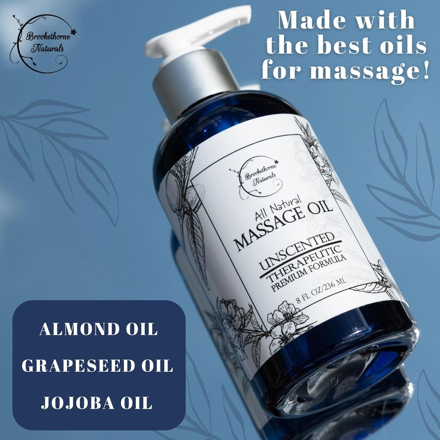 Highlights the high-quality oils used in the massage oil to emphasize its superior formulation and effectiveness.