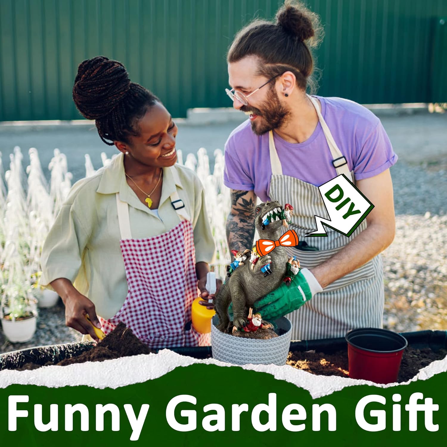 Showcases a fun and creative application of the product as a humorous garden decoration or gift idea. Presents the product in a relatable, user-generated context to build trust and show real-world…
