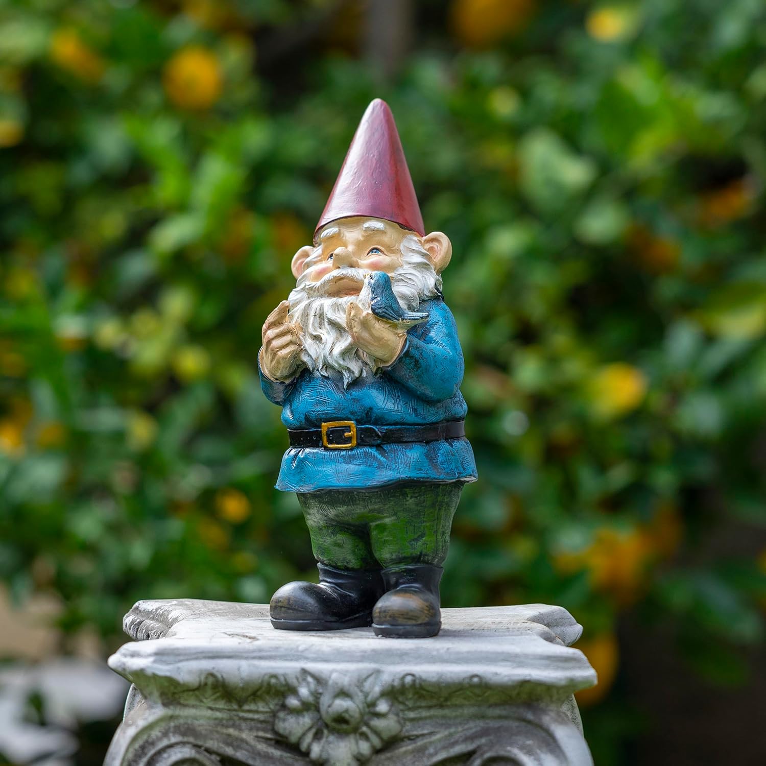 Shows the product in a realistic outdoor garden setting to help customers visualize how it would look in their own yard.