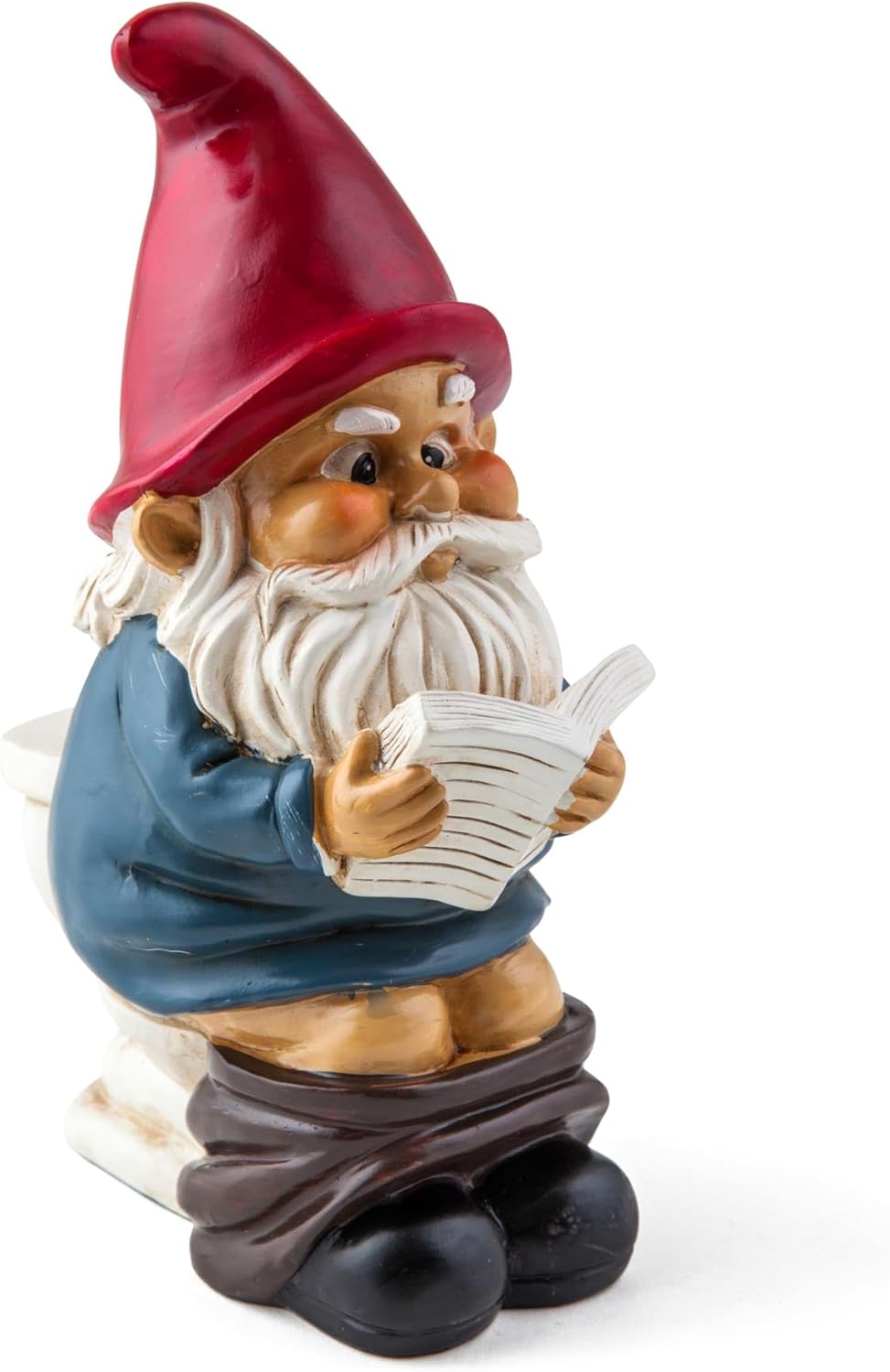 Showcases a whimsical garden gnome figure, likely intended as seasonal outdoor decor or a holiday gift item.