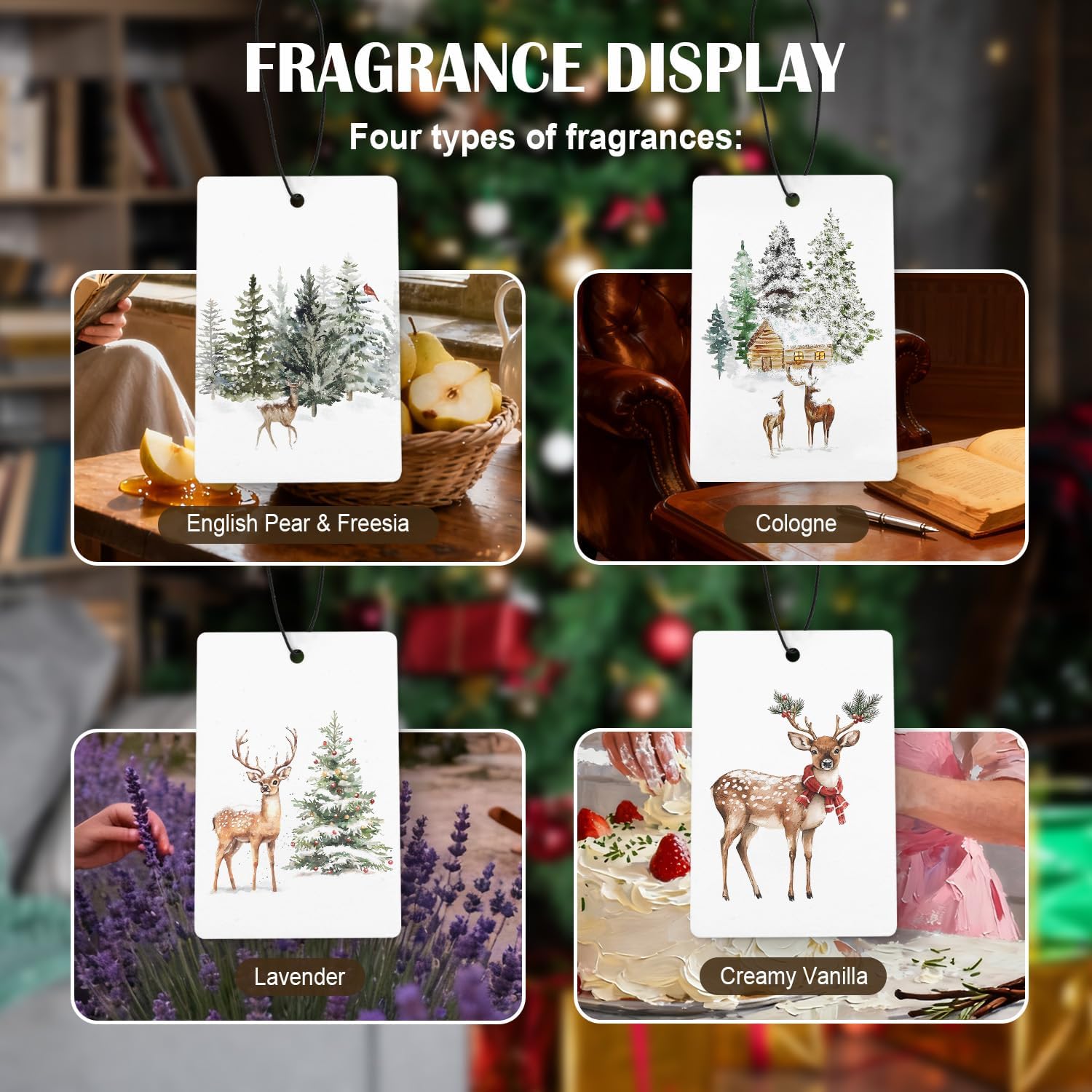 Showcases a variety of holiday-inspired scents to appeal to customers looking for seasonal home fragrances. Demonstrates the different scent options available, helping customers choose based on…