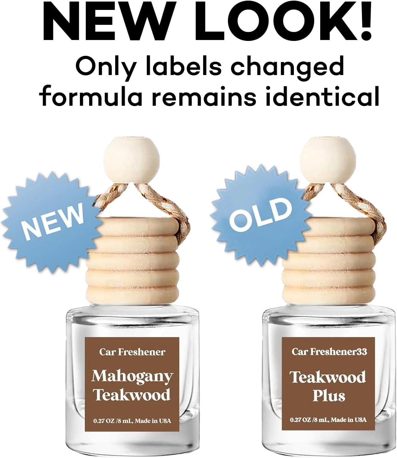 Informs customers about a label change while reassuring them that the product formula remains the same.