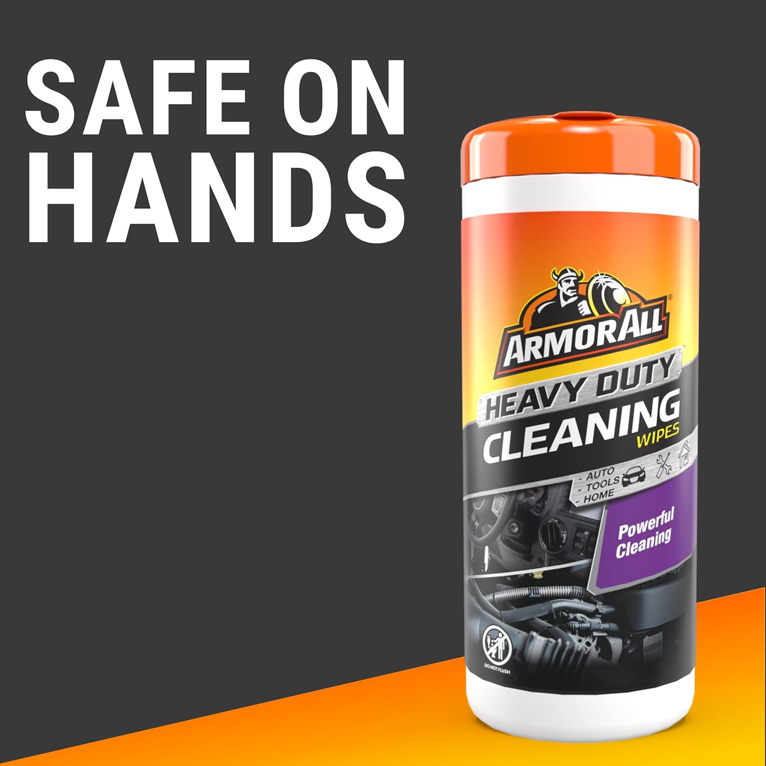 Emphasizes that the cleaning wipes are safe to use on hands, reassuring customers about the product's gentleness despite its heavy-duty cleaning power.