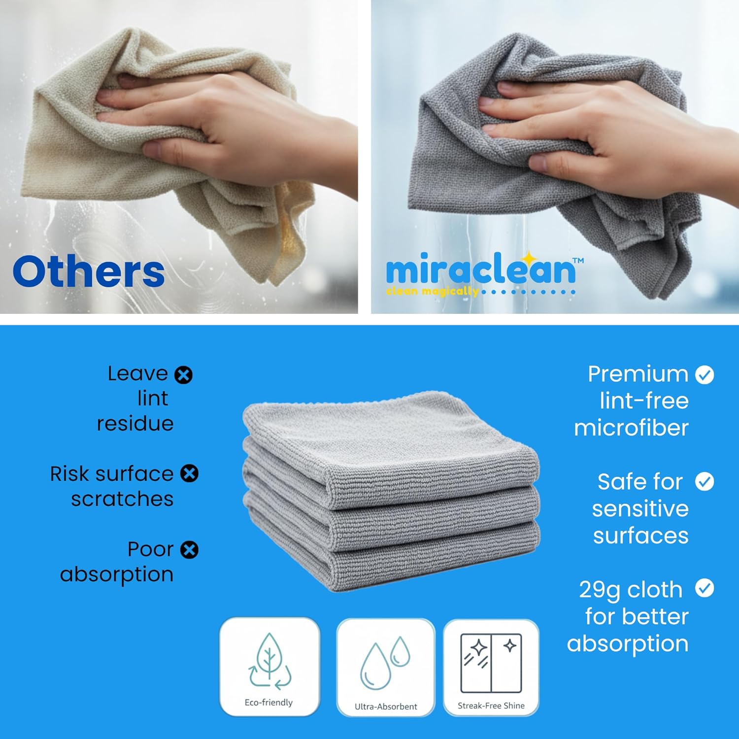 Secondary Images for Microfiber Cleaning Cloth Grey 12 Pack Premium Microfiber Towels for Cars