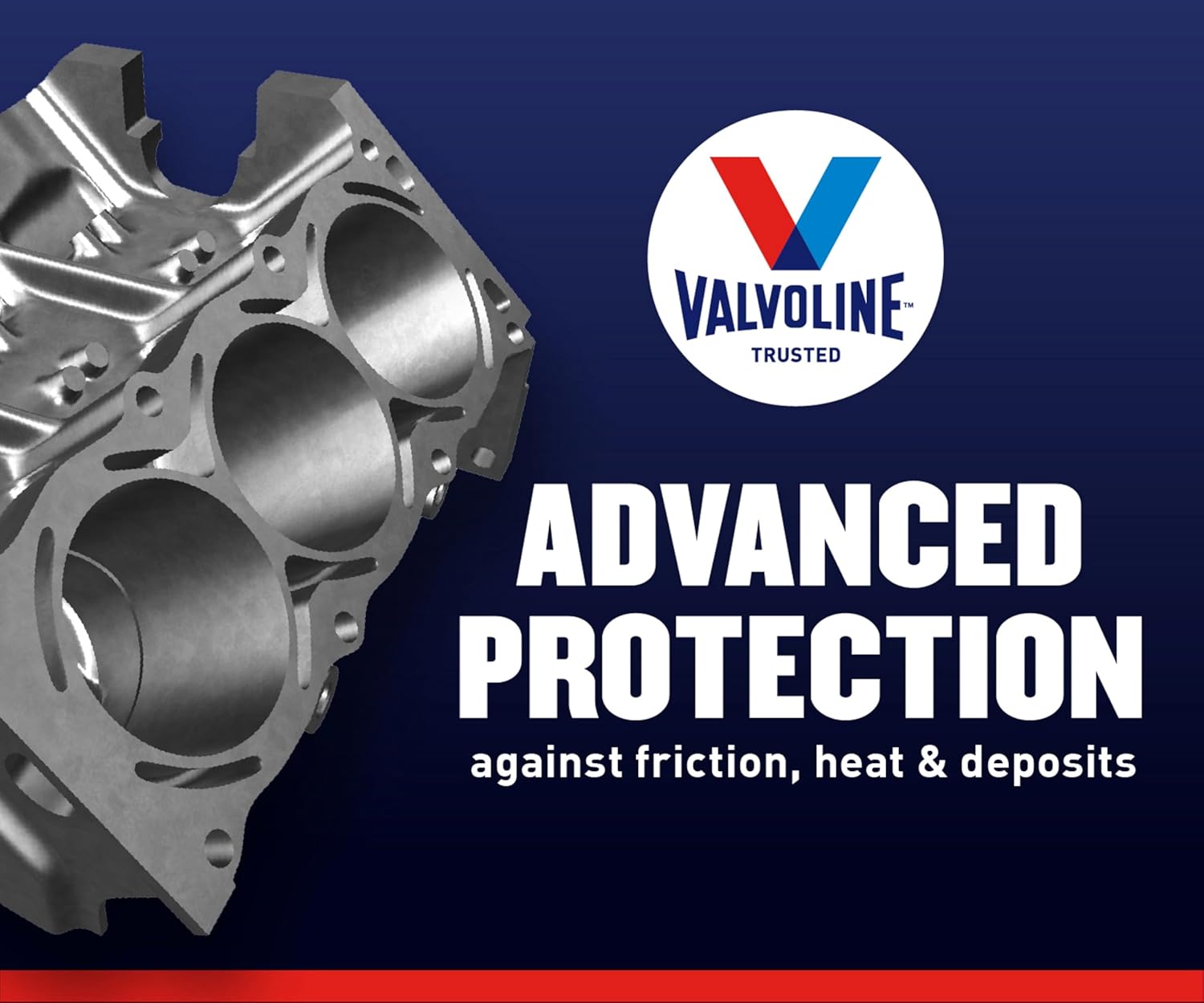 Highlights the product's ability to provide advanced protection against friction, heat, and deposits in engines.