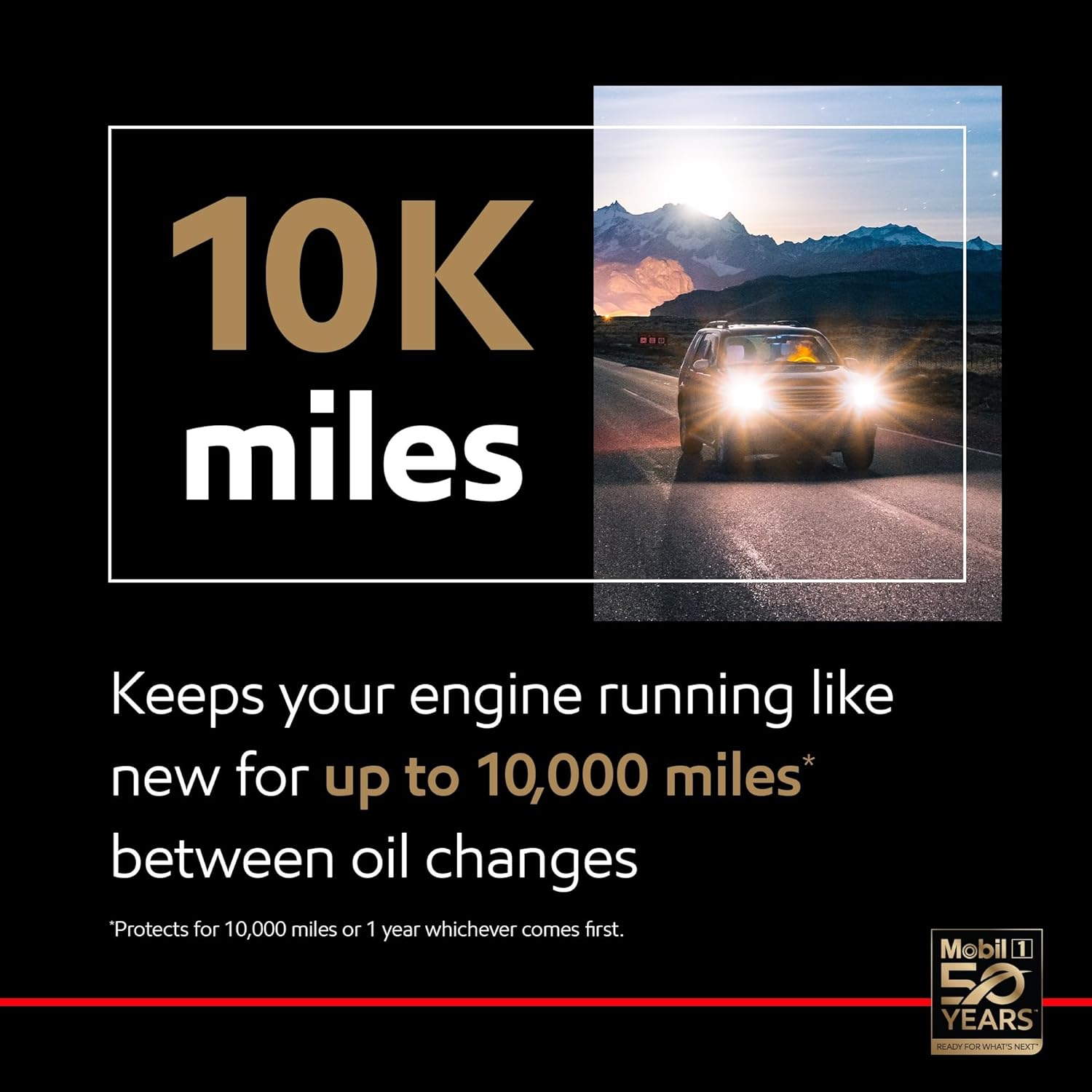 Highlights the extended oil change interval to emphasize the product's long-lasting performance and convenience for drivers. Emphasizes the oil's ability to maintain engine performance over an…