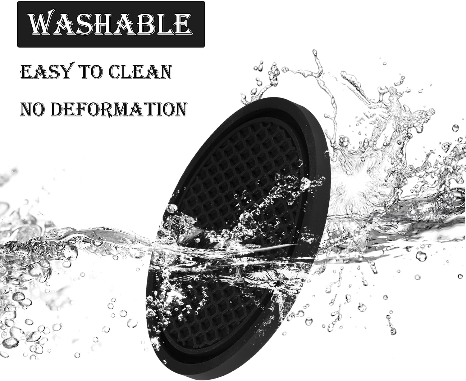 Highlights that the product is washable and easy to clean without deforming, reassuring customers about its durability and low maintenance.