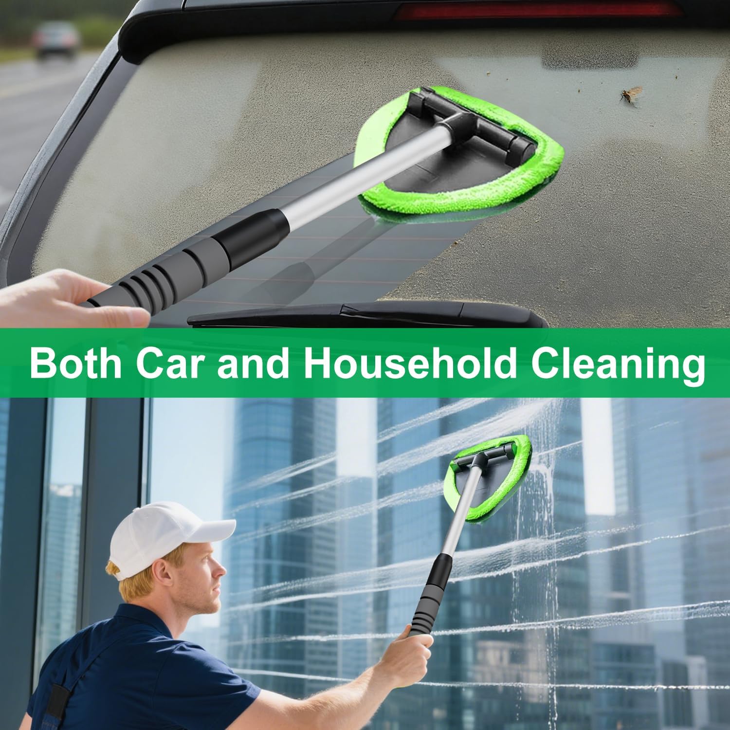 Demonstrates the versatility of the product for both automotive and home cleaning tasks.