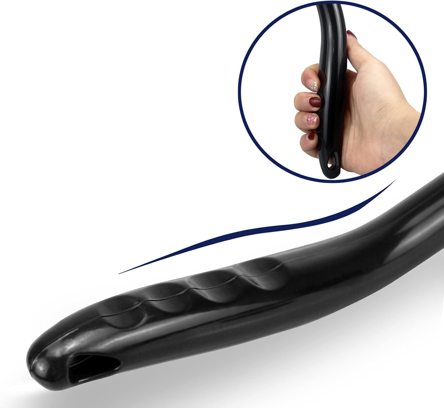 Highlights the product's comfortable and easy-to-hold design, emphasizing its ergonomic shape for better user experience.