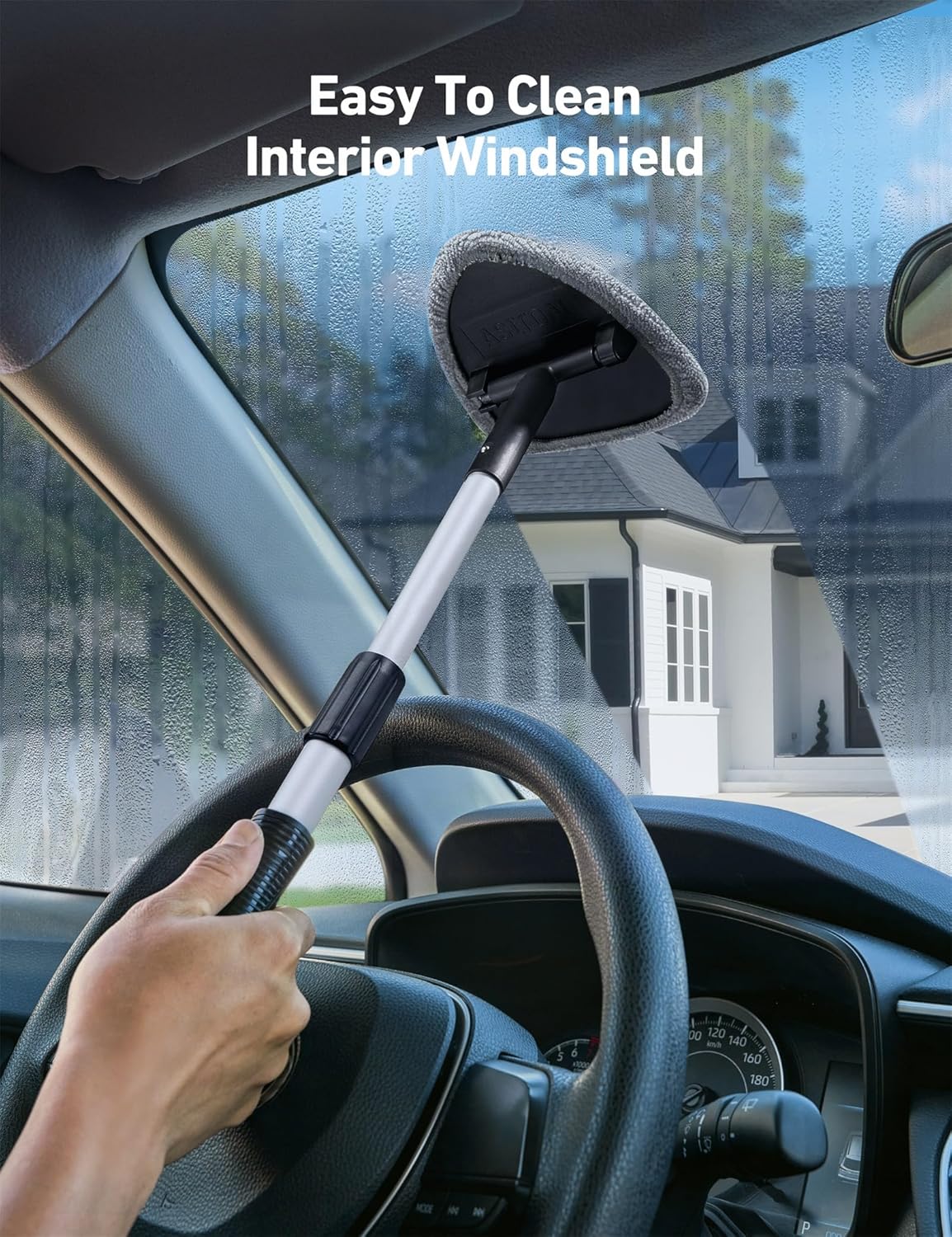 Demonstrates the product's ability to easily clean the interior windshield of a car, addressing a common pain point for drivers.