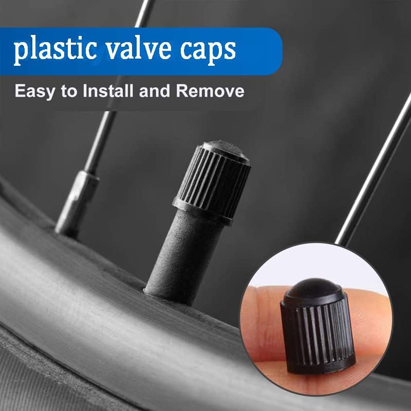 Highlights the ease of installing and removing the plastic valve caps, emphasizing the product's user-friendly design.