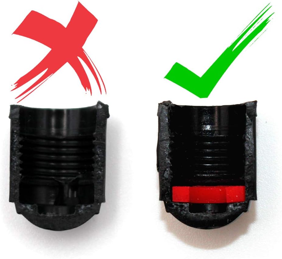Demonstrates the difference between a correctly installed product (with a visible red component) and an incorrectly installed one, highlighting the importance of proper installation for optimal…