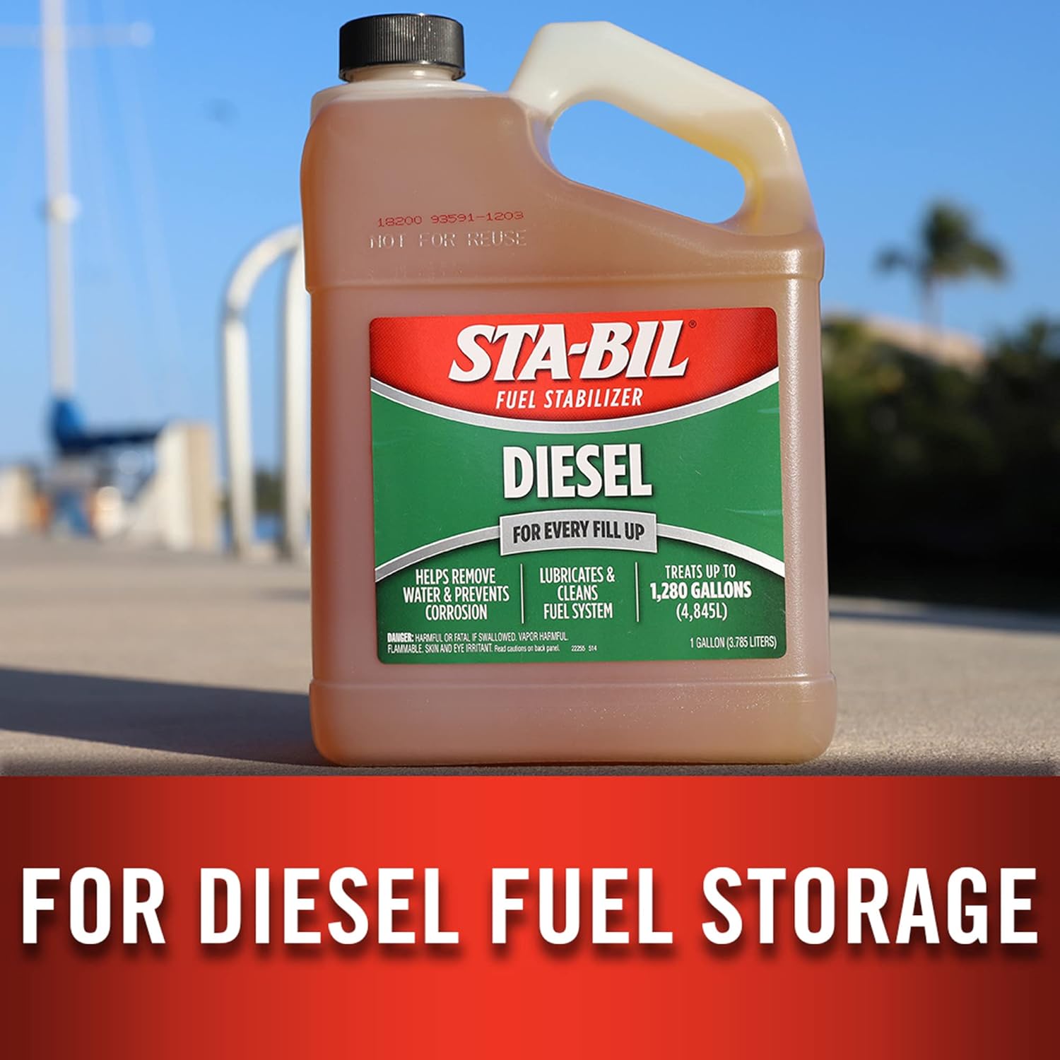 Highlights the product's specific use for diesel fuel storage and treatment, emphasizing its ability to stabilize diesel fuel.