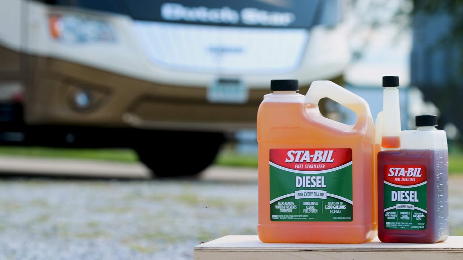 Shows the product's use case for maintaining diesel engines in RVs, demonstrating its relevance to RV owners and diesel vehicle operators.