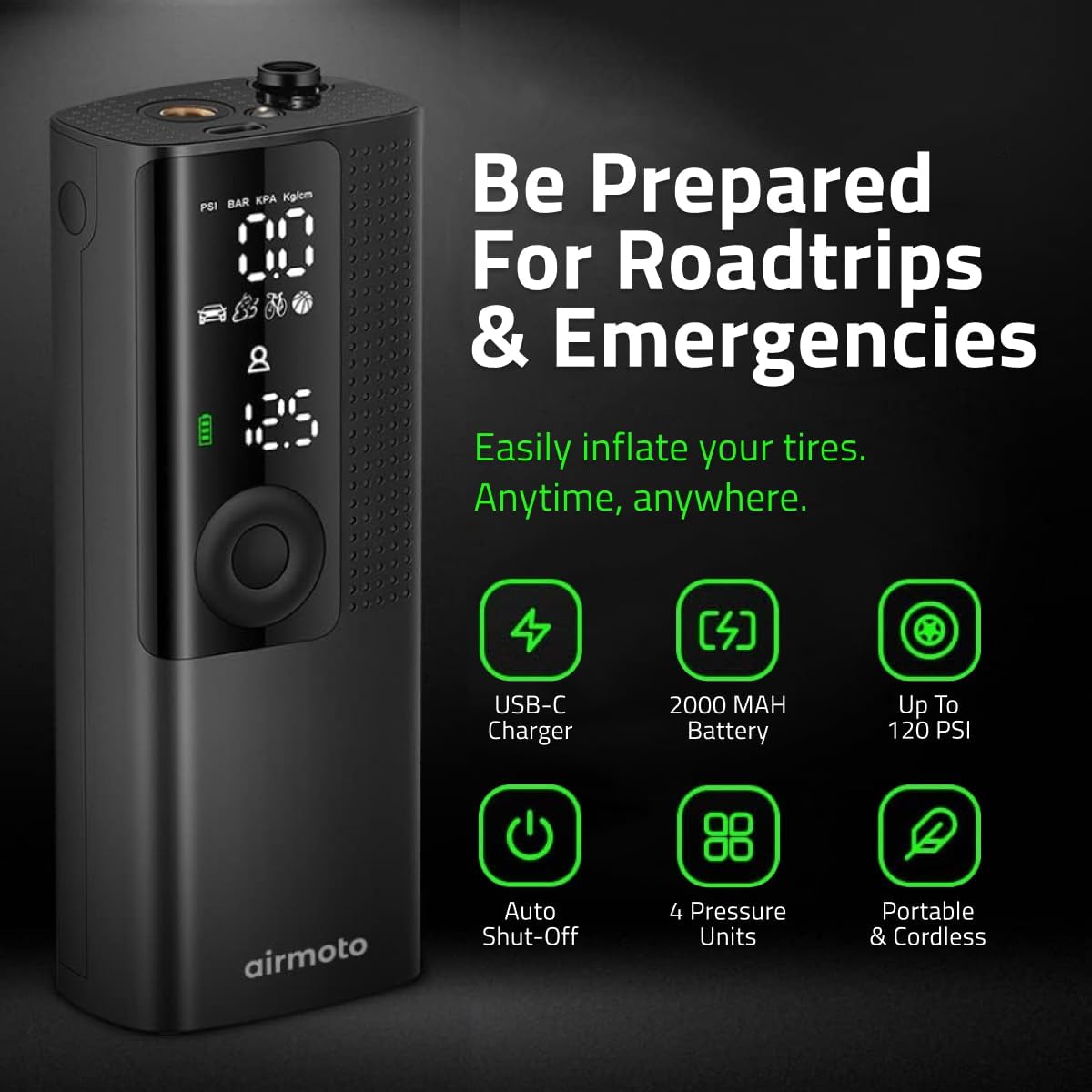 Secondary Images for Airmoto Tire Inflator Portable Air Compressor