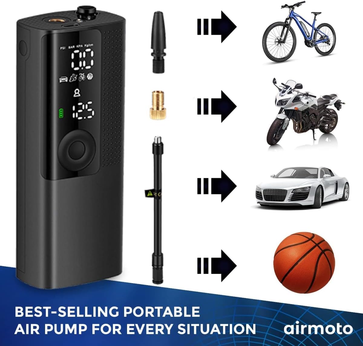 Secondary Images for Airmoto Tire Inflator Portable Air Compressor
