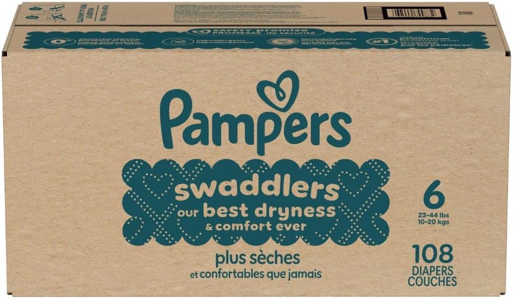 Shows the quantity and size of diapers included in the box, helping shoppers quickly understand the product contents and if it's suitable for their child.