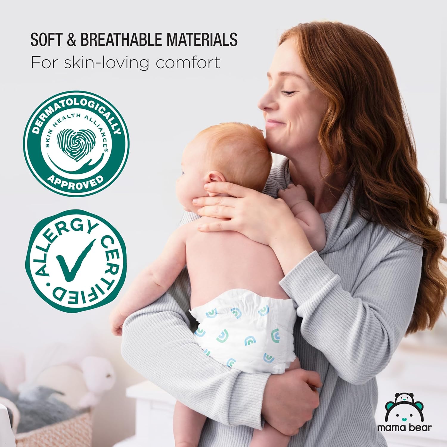 Emphasizes the comfort and skin-friendliness of the product materials to reassure parents about their baby's comfort. Highlights safety certifications to…
