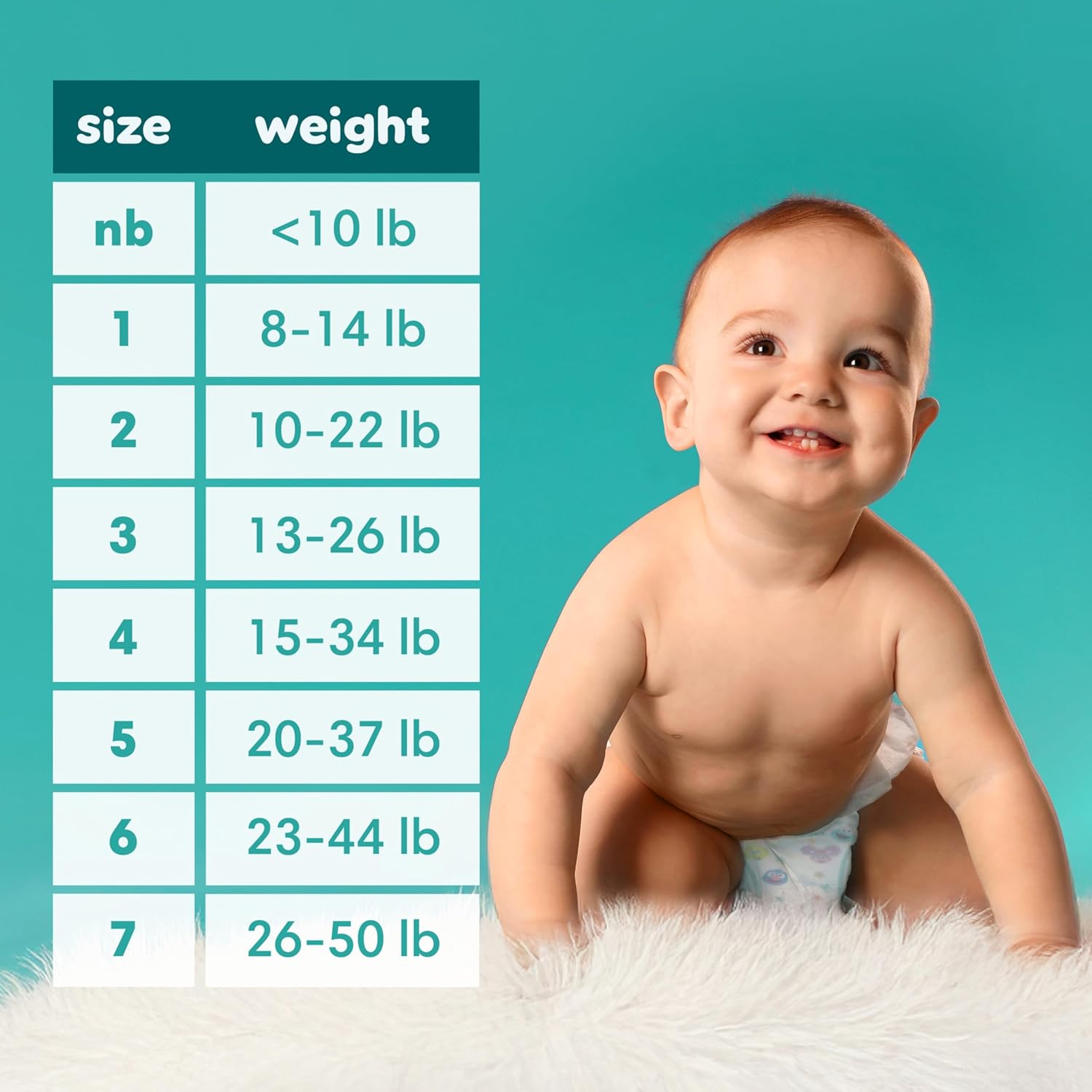 Helps parents select the correct diaper size based on their baby's weight, ensuring proper fit and comfort.
