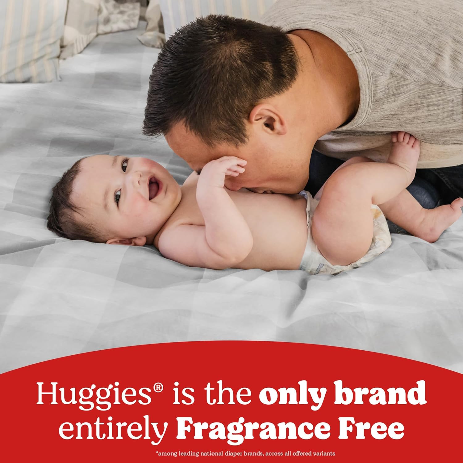 Emphasizes that Huggies is the only major diaper brand that is completely fragrance-free, appealing to parents concerned about skin sensitivities or chemical…