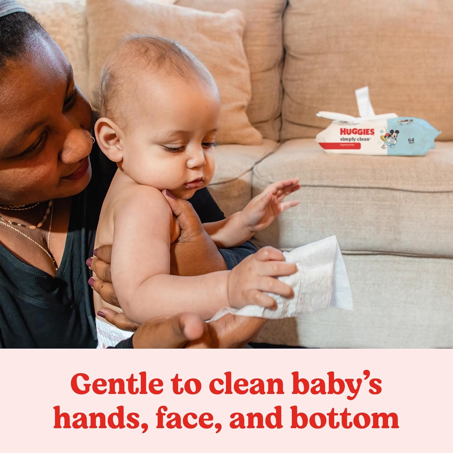 Emphasizes the product's gentle cleaning ability for sensitive baby skin, reassuring parents of its safety and effectiveness.
