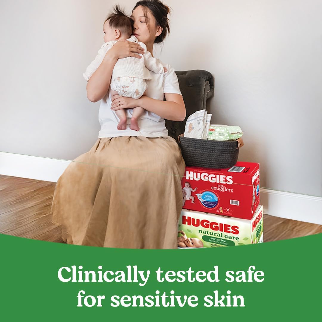 Reassures parents that Huggies diapers and wipes are safe for their baby's sensitive skin, backed by clinical testing. Shows a tender moment between mother and baby to create an emotional connection…