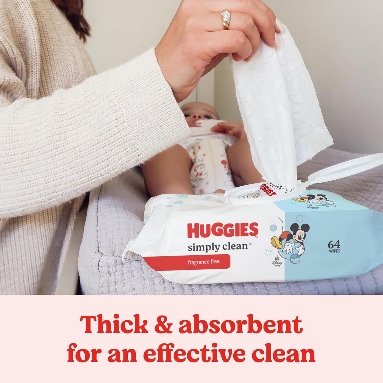 Emphasizes the wipes' effectiveness in cleaning due to their thick and absorbent nature.