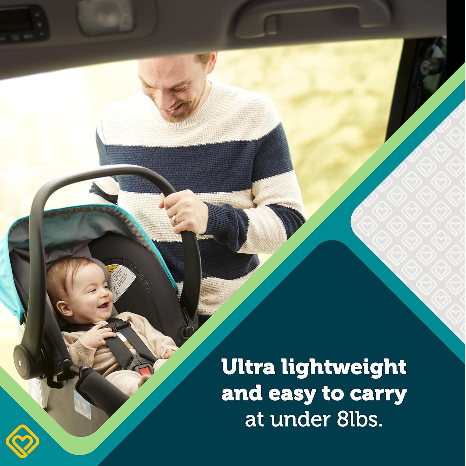 Emphasizes the car seat's ultra-lightweight nature, making it easy for parents to carry and transport.