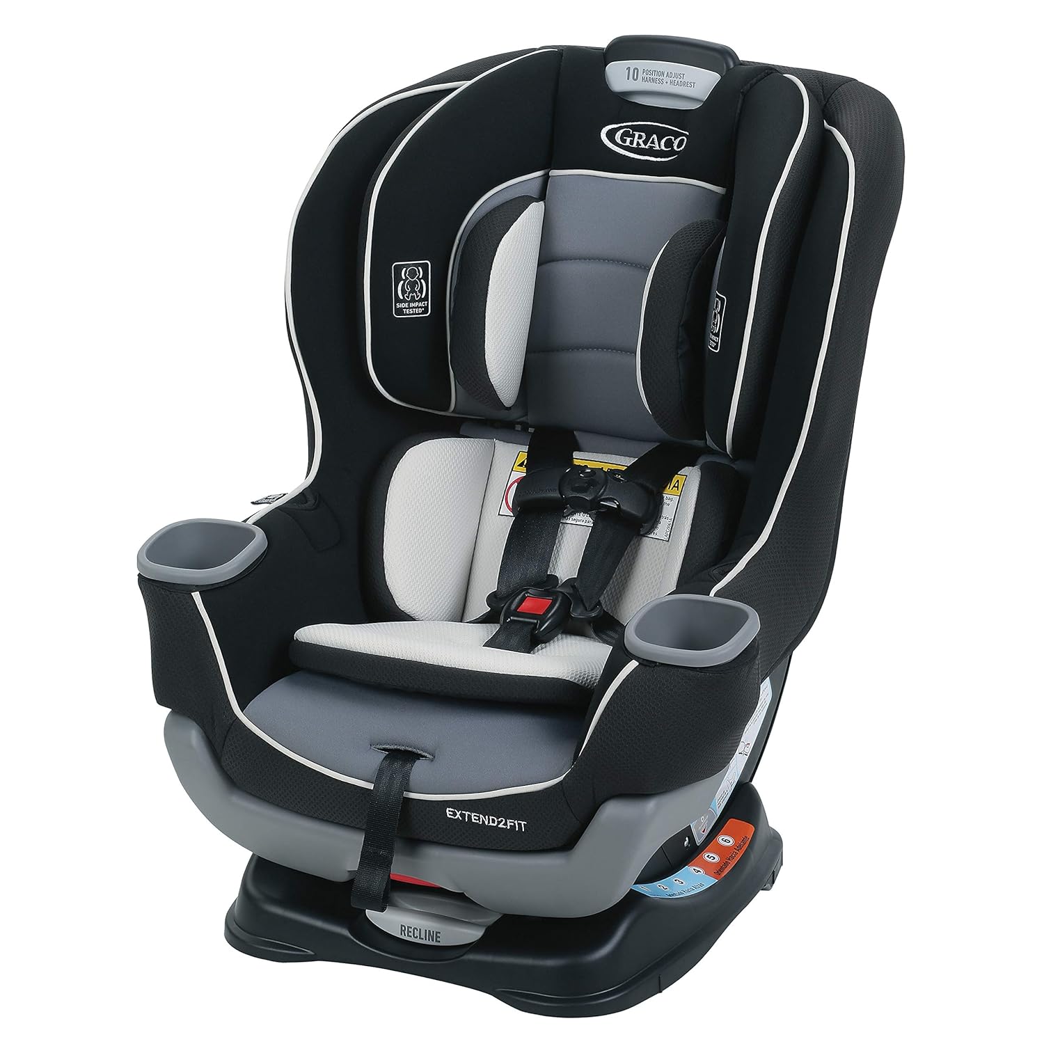 Highlights the car seat's extended use capability and safety features to reassure parents about long-term value and child protection.