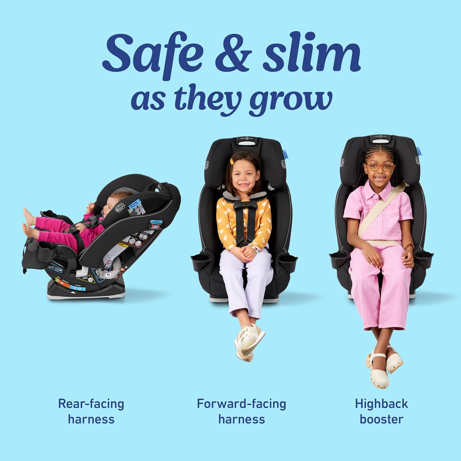 Demonstrates how the product adapts to different stages of a child's growth, providing safety and comfort from infancy to older childhood.