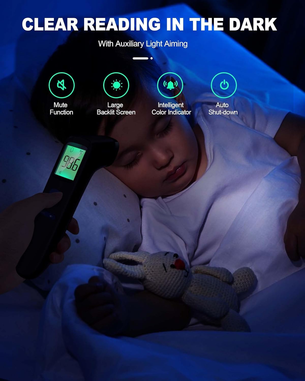 Highlights the product's ability to provide clear readings in low-light conditions, emphasizing its usefulness for nighttime use. Showcases multiple features…