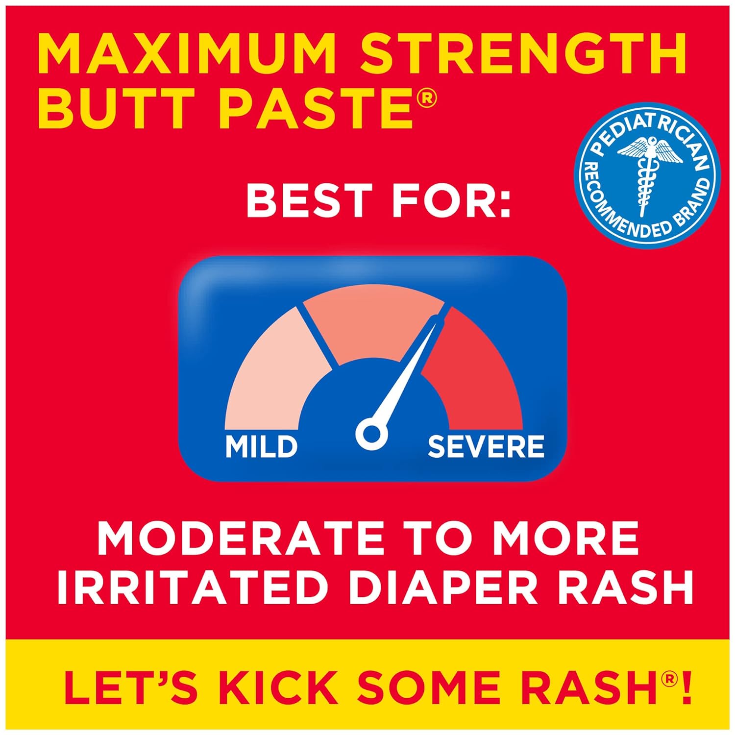 Communicates that this product is specifically designed for moderate to severe diaper rash, reassuring parents it's a powerful solution for more serious cases.
