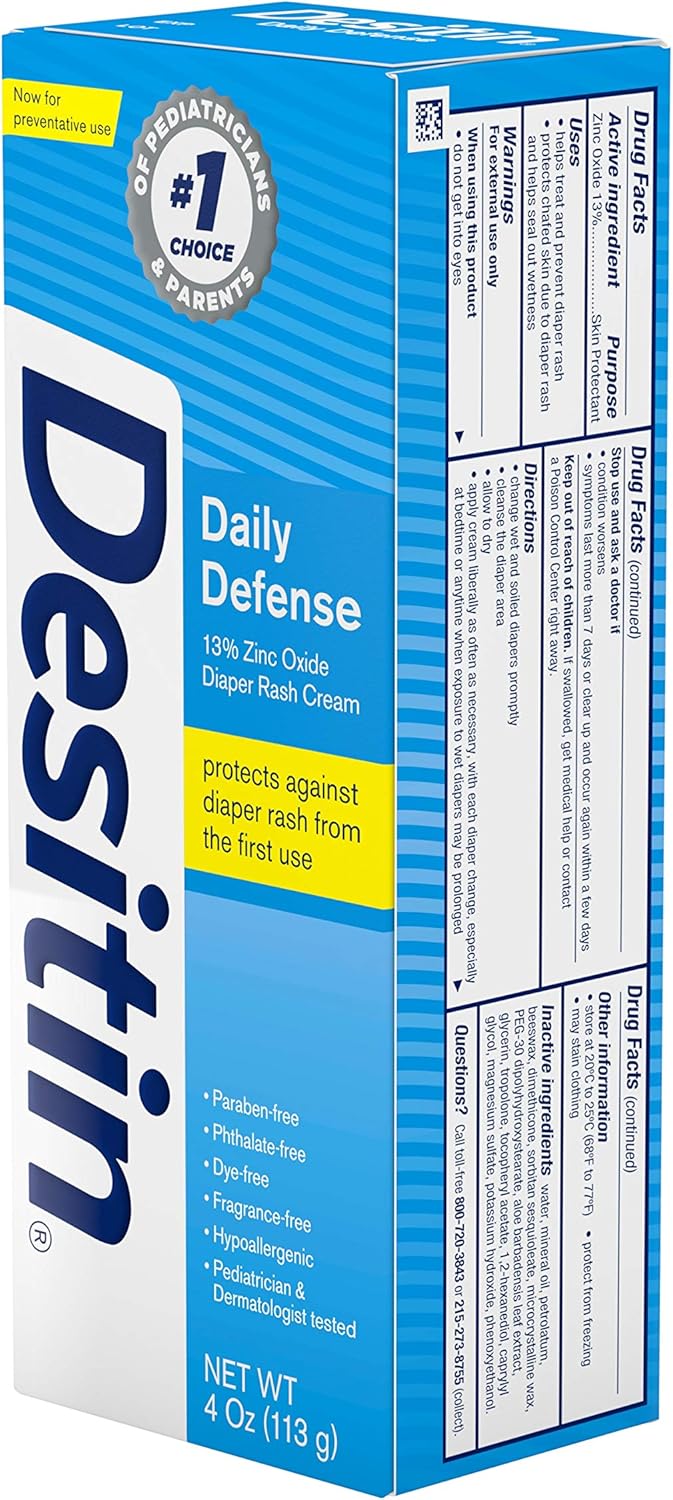 Secondary Images for Desitin Daily Defense Baby Diaper Rash Cream with Zinc Oxide to Treat