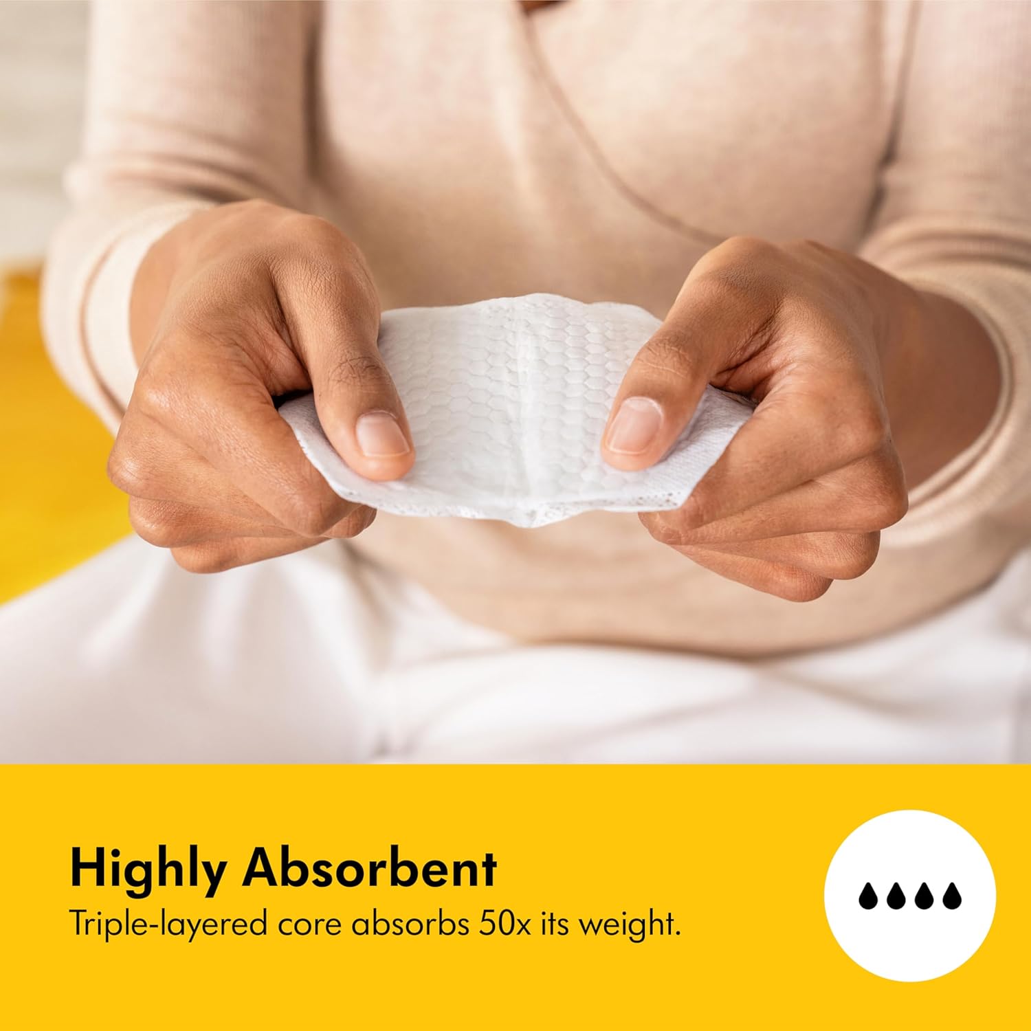 Highlights the product's superior absorbency to reassure customers of its effectiveness.