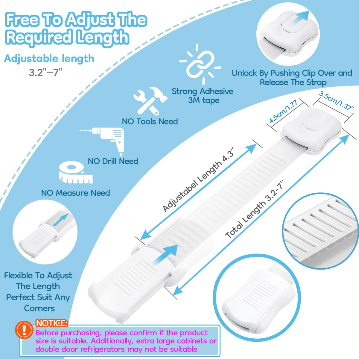 Secondary Images for 8-Pack Cabinet Locks Baby Proofing