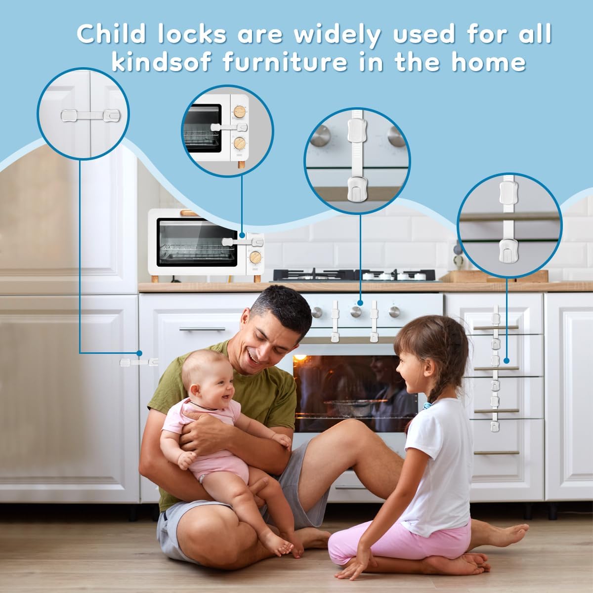 Secondary Images for 8-Pack Cabinet Locks Baby Proofing
