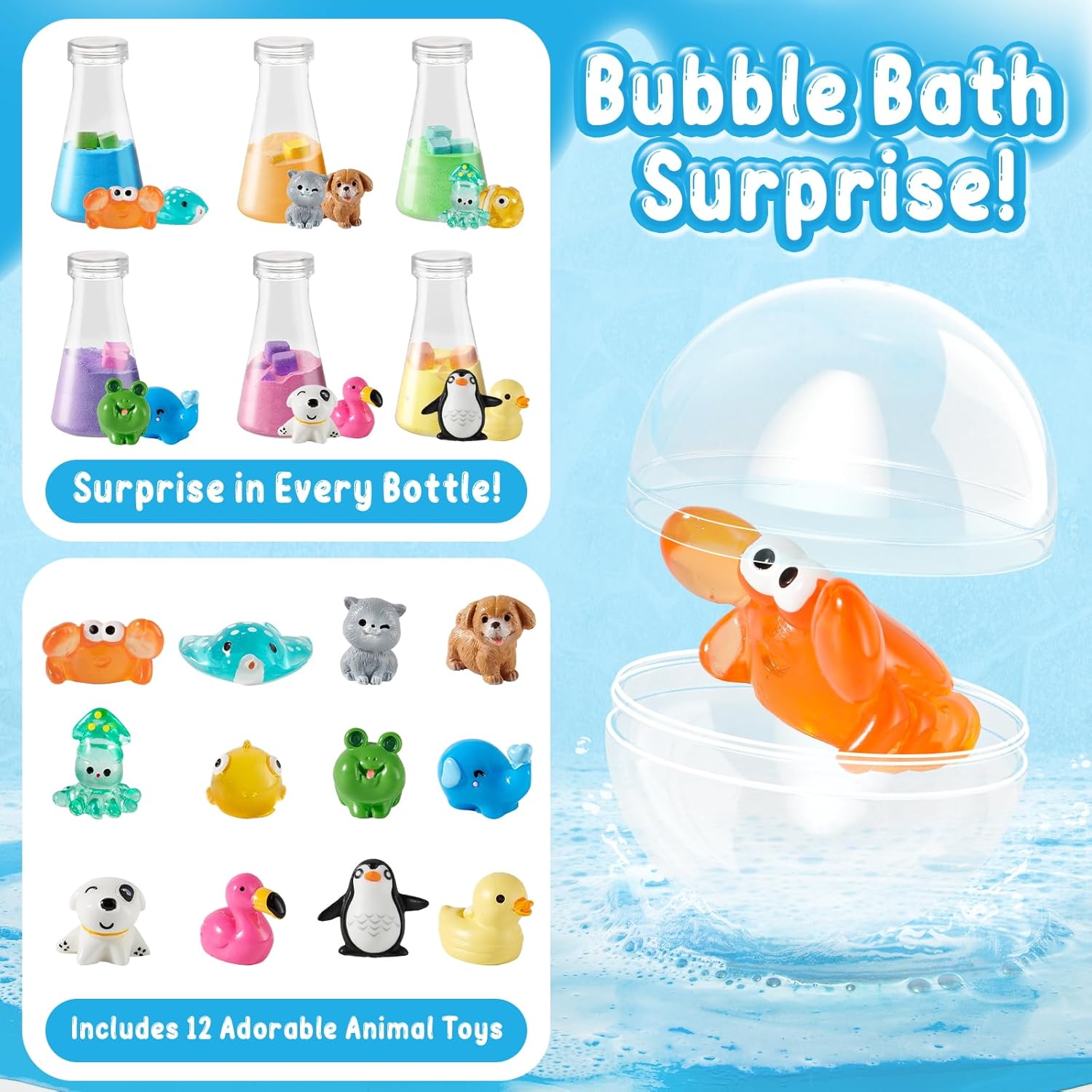 Secondary Images for Kids Bath Bombs Potions Kit with 12PCS Surprise Toys Inside & 6PCS Bubble Bath Bottles…