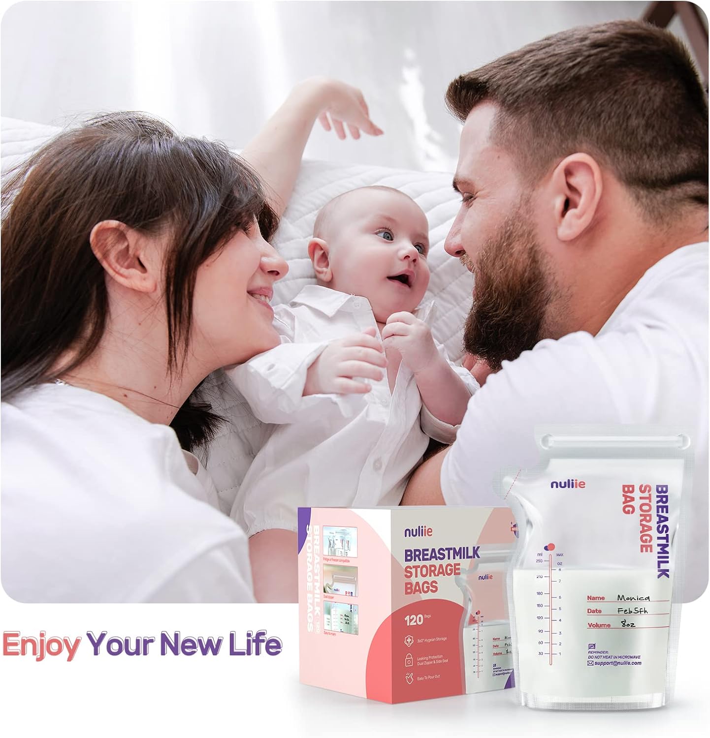 Shows the product being used in a real-life family setting to evoke emotional connection with new parents. Demonstrates how the product fits into daily life for new parents, specifically for storing…