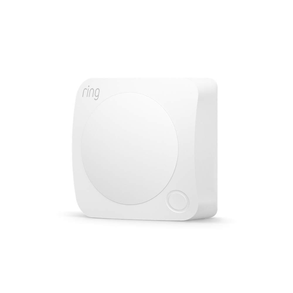 Shows the Ring device in a clean, minimalist setting to highlight its sleek design and simplicity.