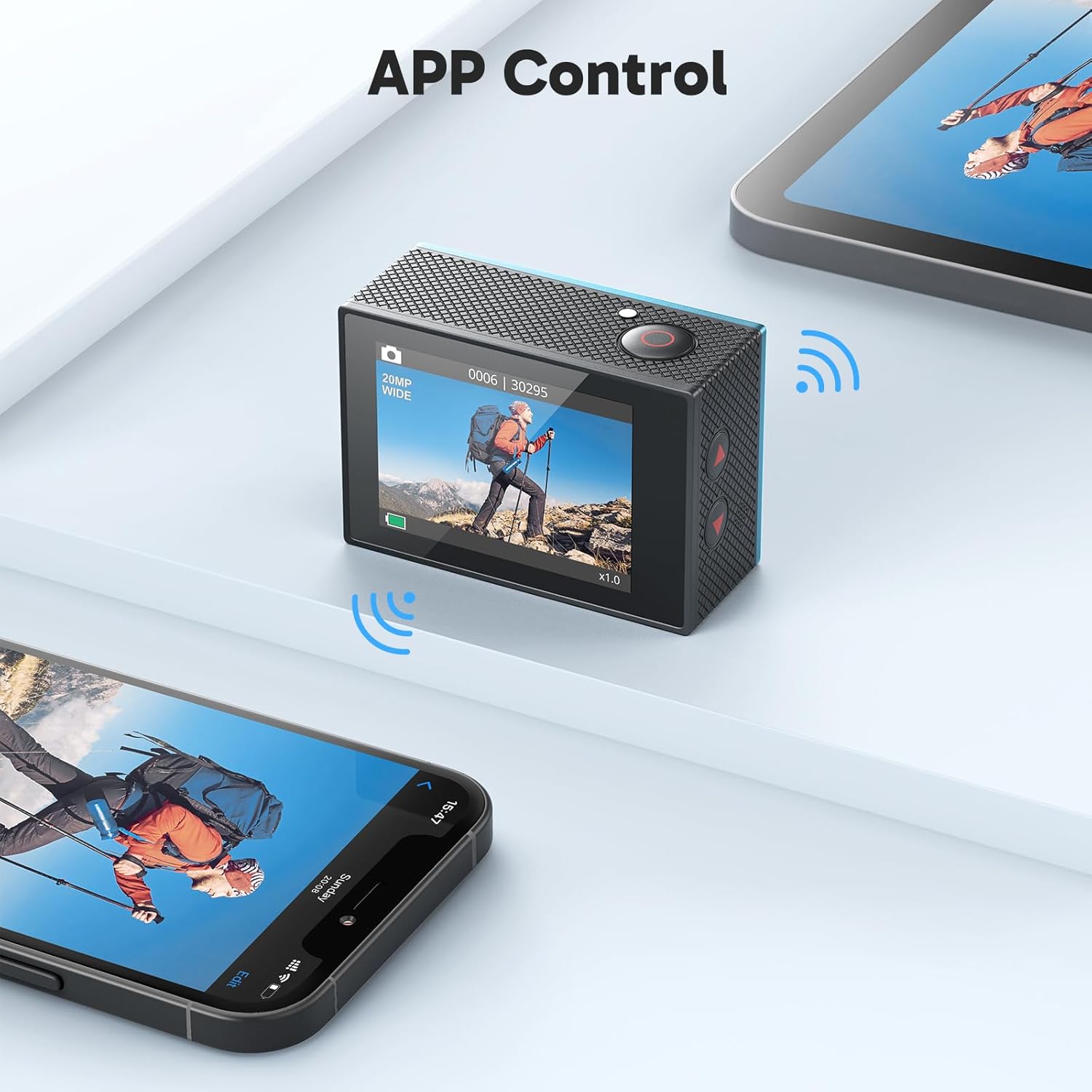 Demonstrates how the camera can be controlled remotely via a smartphone app, highlighting the convenience and ease of use. Shows that the camera is compatible with both smartphones and tablets,…