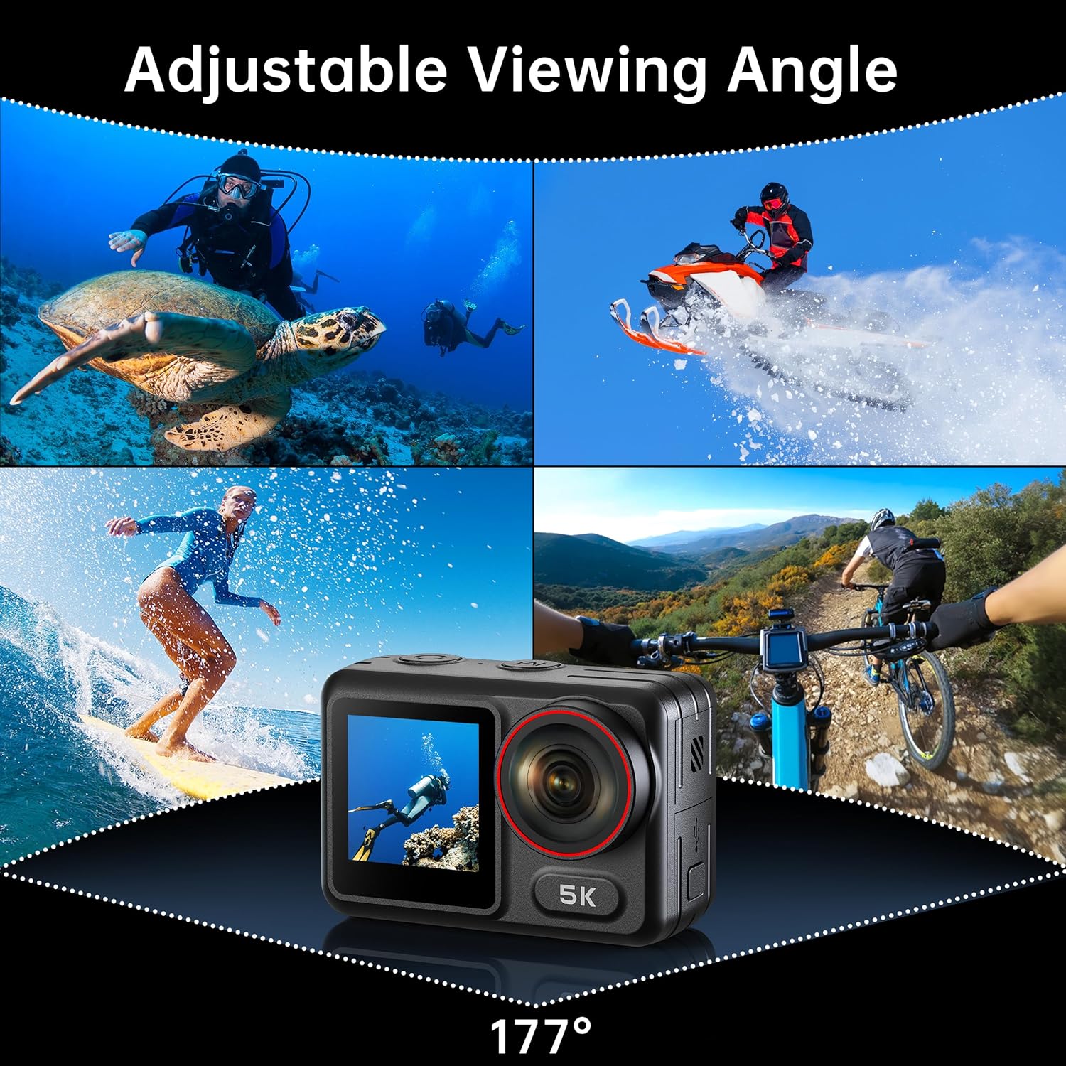 Demonstrates the camera's ability to capture high-quality footage in various extreme sports and outdoor activities, showcasing its versatility and wide…