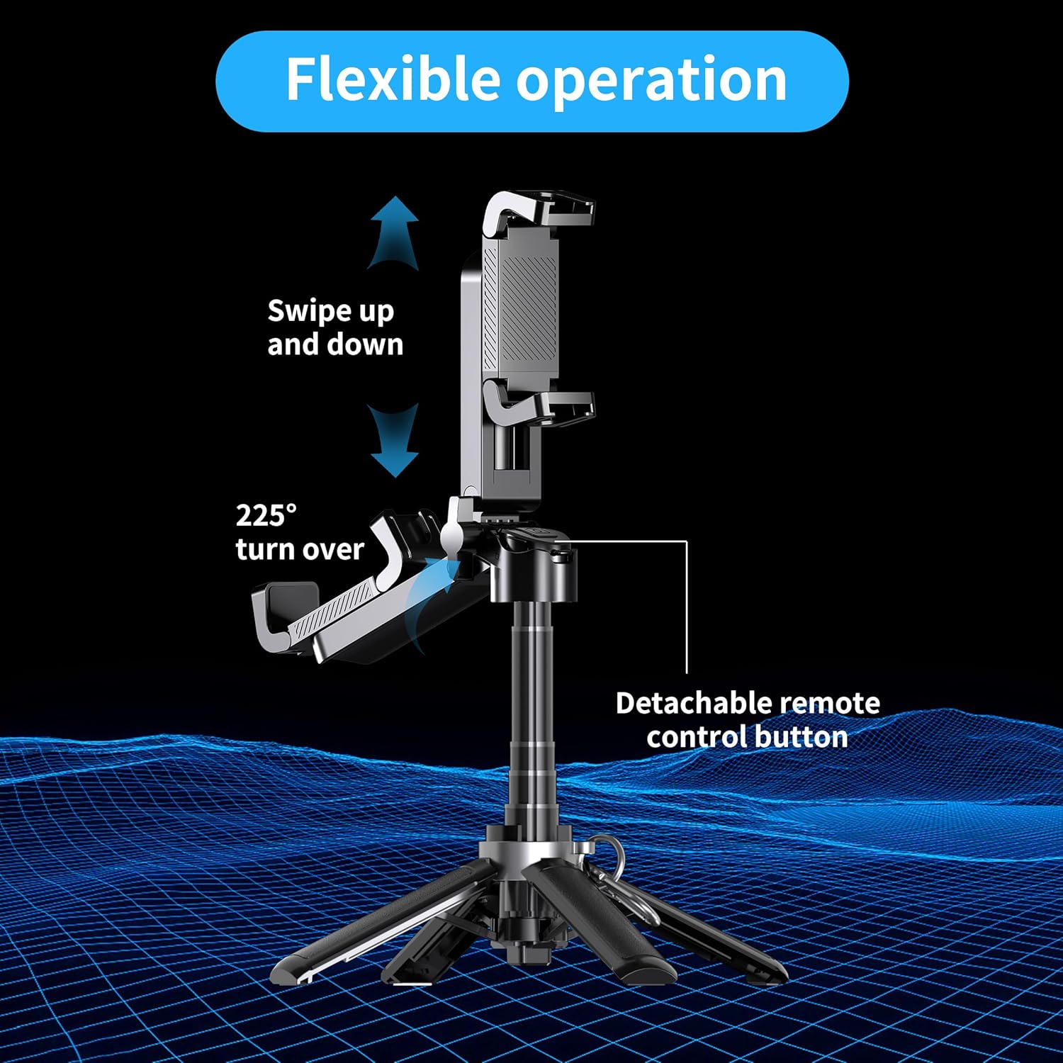 Demonstrates the product's versatile functionality, showing how it can be adjusted for optimal use.