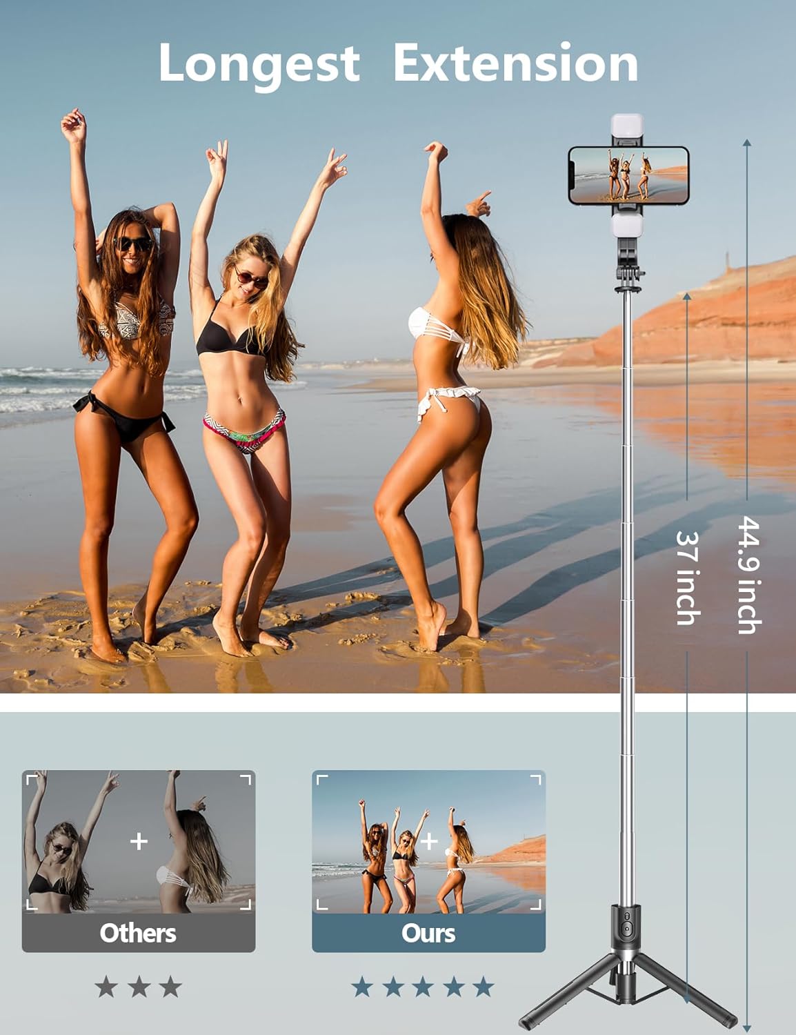 Secondary Images for Selfie Stick Tripod with Light